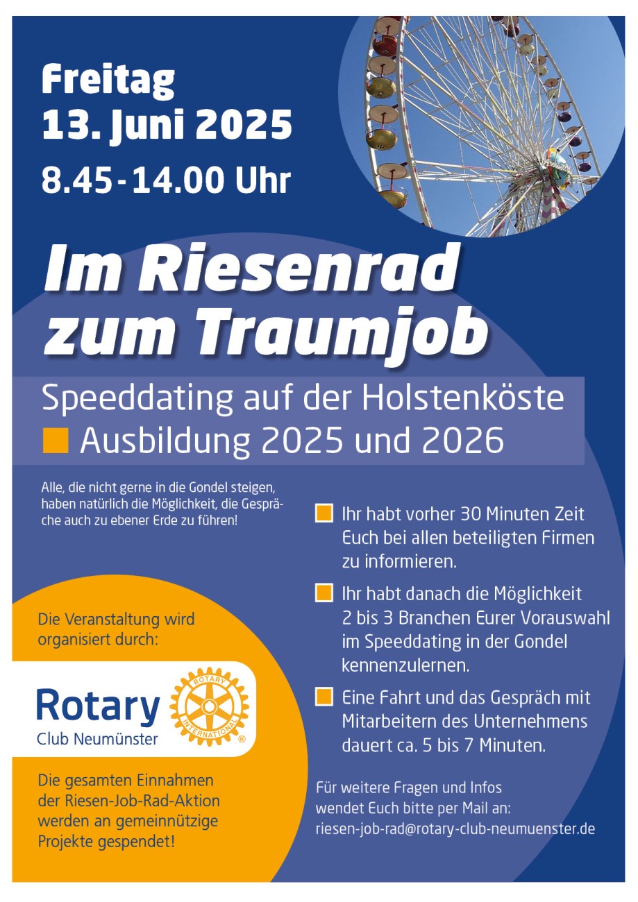 Blaues Plakat mit Veranstaltungshinweisen